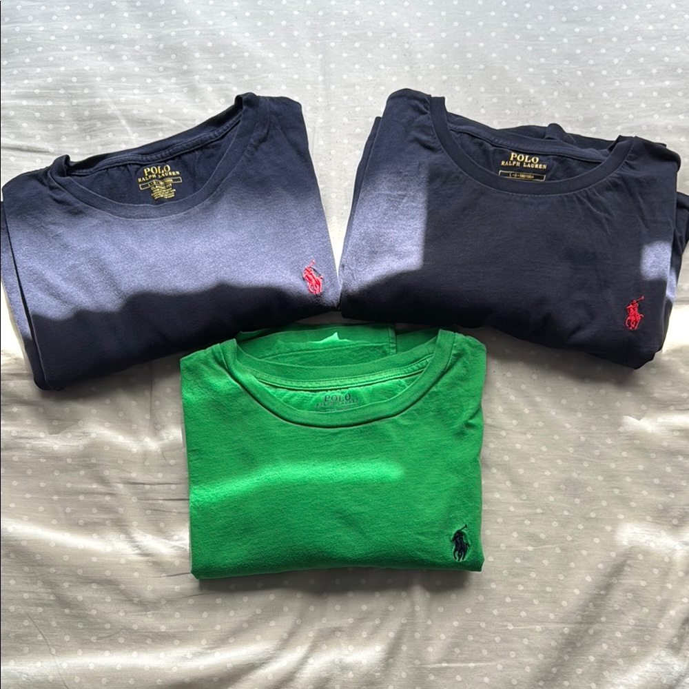 3 Polo Ralph Lauren Men's Navy and Green T-Shirts (Short Sleeve)